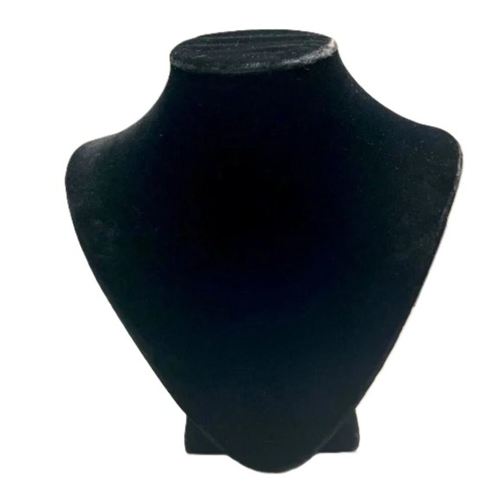 BLACK VELVET Velour Necklace Jewelry Bust Display 9 x 8 inches
